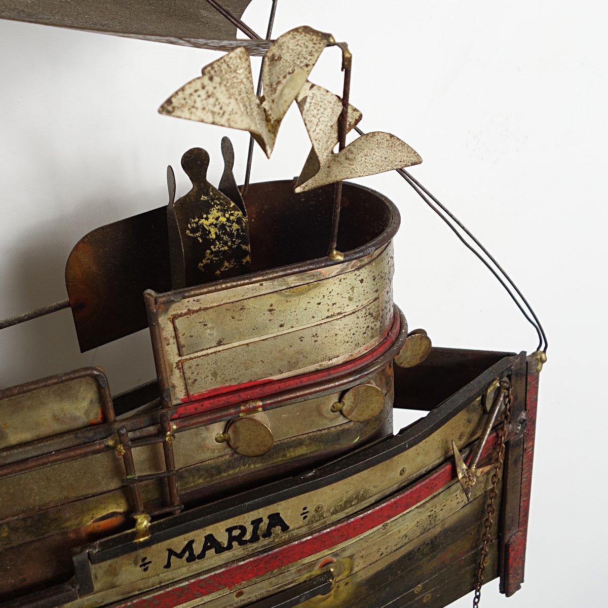 Large Brass Maria Fishing Boat by Curtis Jeré