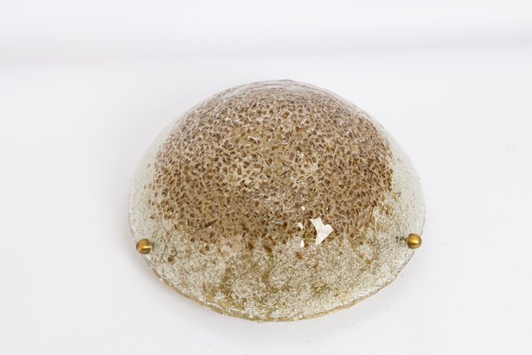 Large Brass & Murano Glass Flush Mount attributed to Hillebrand, Germany, 1970s-UGR-1776499