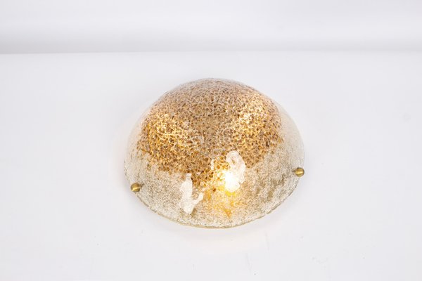 Large Brass & Murano Glass Flush Mount attributed to Hillebrand, Germany, 1970s-UGR-1776499