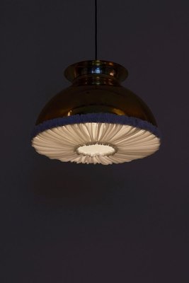 Large Brass Pendant Lamp with Fabric, 1970s-VLZ-631867