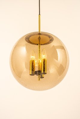 Large Brass Pendant Lamp with Smoked Glass Globe from Limburg, Germany, 1970s-UGR-1192996