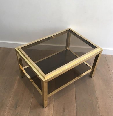 Large Brass & Smoked Glass Side Tables, 1970s, Set of 2-BA-658491