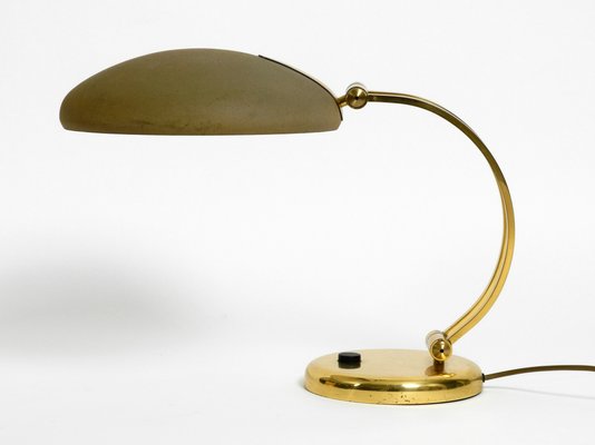 Large Brass Table Lamp with Adjustable Neck & Lampshade from Hillebrand, 1970s-RR-777151