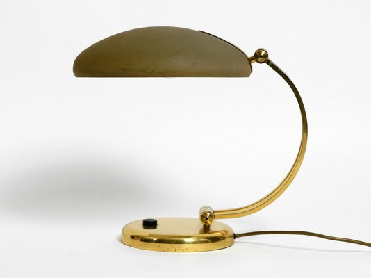 Large Brass Table Lamp with Adjustable Neck & Lampshade from Hillebrand, 1970s-RR-777151