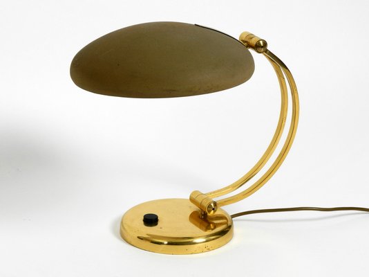 Large Brass Table Lamp with Adjustable Neck & Lampshade from Hillebrand, 1970s-RR-777151