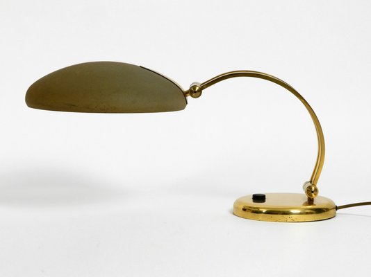 Large Brass Table Lamp with Adjustable Neck & Lampshade from Hillebrand, 1970s-RR-777151