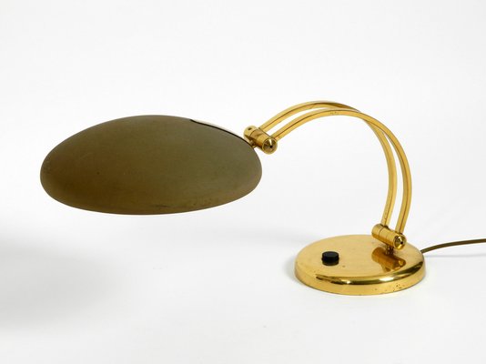 Large Brass Table Lamp with Adjustable Neck & Lampshade from Hillebrand, 1970s-RR-777151