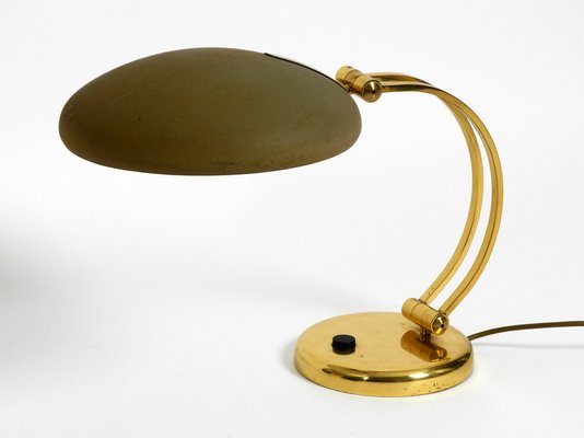 Large Brass Table Lamp with Adjustable Neck & Lampshade from Hillebrand, 1970s-RR-777151