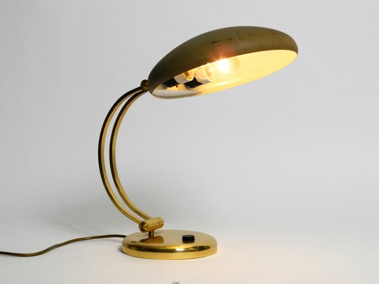 Large Brass Table Lamp with Adjustable Neck & Lampshade from Hillebrand, 1970s-RR-777151