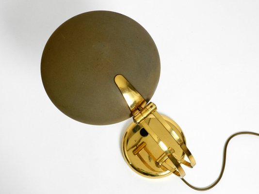 Large Brass Table Lamp with Adjustable Neck & Lampshade from Hillebrand, 1970s-RR-777151