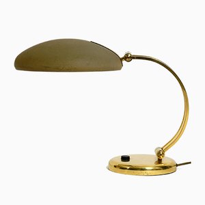 Large Brass Table Lamp with Adjustable Neck & Lampshade from Hillebrand, 1970s-RR-777151