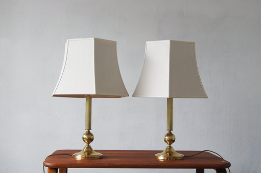 Large Brass Table Lamps by Leclaire & Schäfer, Set of 2