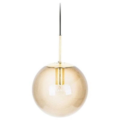 Large Brass with Smoked Glass Ball Pendant from Limburg, Germany, 1970s-UGR-1085284