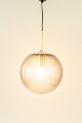 Large Brass with Smoked Glass Ball Pendant from Limburg, Germany, 1970s-UGR-1085284