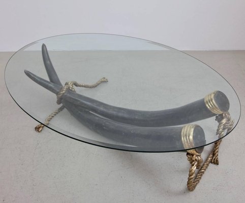 Large Bronze and Brass Elephant Tusk Coffee Table by Italo Valenti, 1970s-VLZ-631920