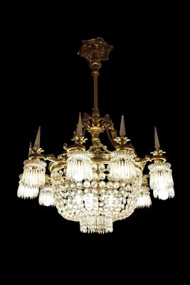 Large Bronze and Crystal Tassel Chandelier from Baccarat, Set of 3-LA-1113320