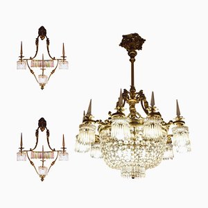 Large Bronze and Crystal Tassel Chandelier from Baccarat, Set of 3-LA-1113320