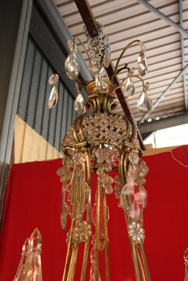 Large Bronze & Crystal 10-Light Chandelier, 19th Century-KMQ-868927