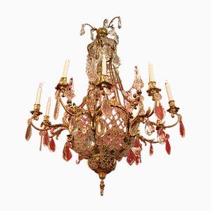 Large Bronze & Crystal 10-Light Chandelier, 19th Century-KMQ-868927