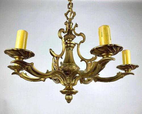 Large Bronze French Chandelier, 1950s-GYX-1357506