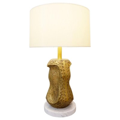 Large Bronze, Marble & Brass Sculpture Table Lamp-FGA-923488