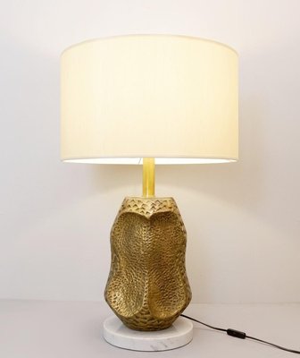 Large Bronze, Marble & Brass Sculpture Table Lamp-FGA-923488