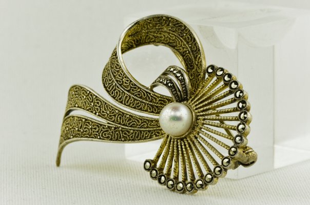 Large Brooch with Pearl by Theodor Fahrner, Germany, 1935-LOB-947465