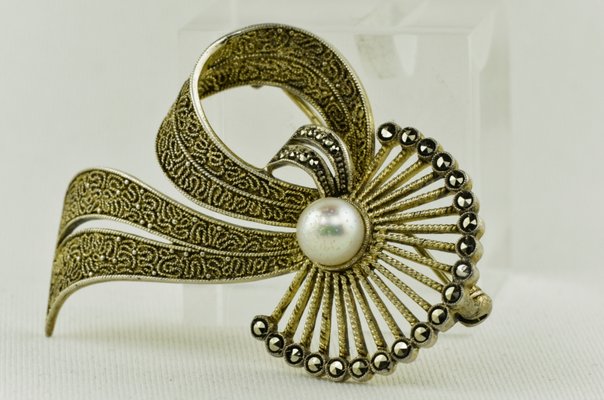 Large Brooch with Pearl by Theodor Fahrner, Germany, 1935-LOB-947465