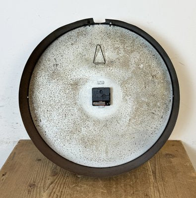 Large Brown Industrial Factory Wall Clock, 1950s-CGF-1757942