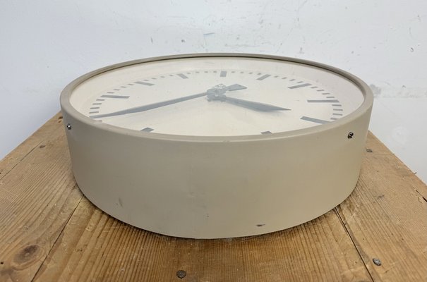 Large Brown Industrial Factory Wall Clock from Pragotron, 1960s-CGF-2043813