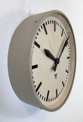 Large Brown Industrial Factory Wall Clock from Pragotron, 1960s-CGF-2043813