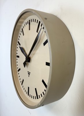 Large Brown Industrial Factory Wall Clock from Pragotron, 1960s-CGF-2043813