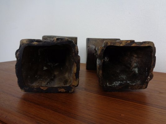 Large Brutalist Bronze Candleholder, 1960s, Set of 2-RDW-1413907