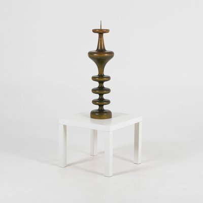 Large Brutalist Candleholder in Wood and Brass attributed to Antonin Hepnar, 1970s-IVW-1453040