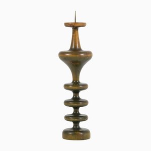 Large Brutalist Candleholder in Wood and Brass attributed to Antonin Hepnar, 1970s-IVW-1453040