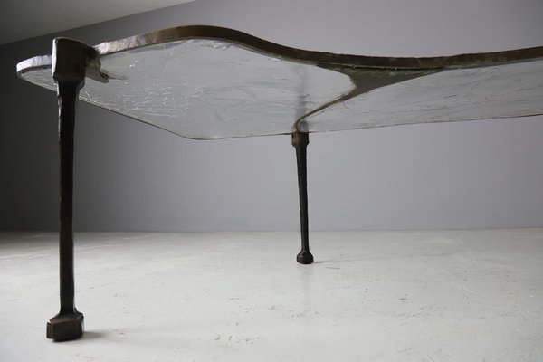 Large Brutalist Coffee Table in Forged Bronze by Lothar Klute, 1986-DXL-1791290