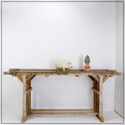 Large Brutalist Console Table with Patina Wood-NYF-2018921