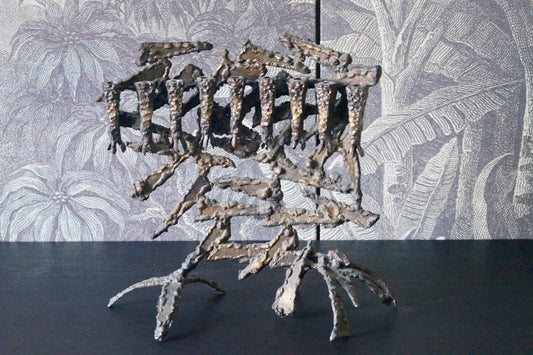 Large Brutalist Hand-Forged Iron Menorah in the Style of David Palombo, Israel, 1960s