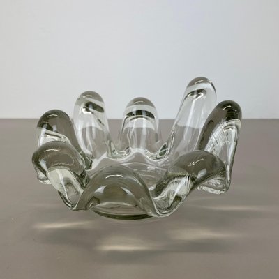 Large Brutalist Lucid Glass Bowl Element Shell Ashtray, France, 1970s-QZ-1815000