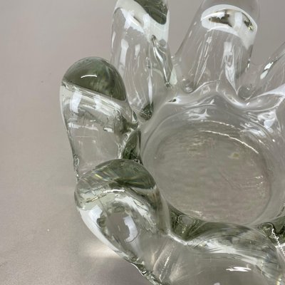 Large Brutalist Lucid Glass Bowl Element Shell Ashtray, France, 1970s-QZ-1815000