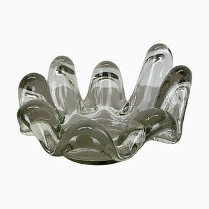 Large Brutalist Lucid Glass Bowl Element Shell Ashtray, France, 1970s-QZ-1815000