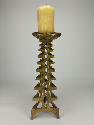 Large Brutalist Sculptural Floor Candleholder in Bronze, 1960s-SFQ-1818561