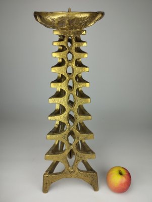 Large Brutalist Sculptural Floor Candleholder in Bronze, 1960s-SFQ-1818561