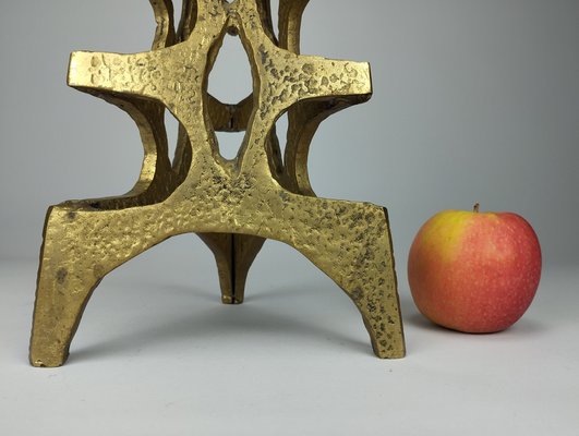 Large Brutalist Sculptural Floor Candleholder in Bronze, 1960s-SFQ-1818561