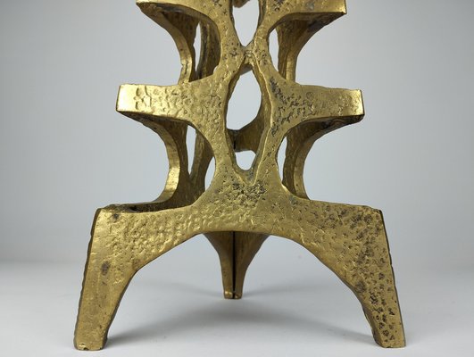 Large Brutalist Sculptural Floor Candleholder in Bronze, 1960s-SFQ-1818561