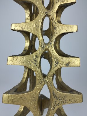 Large Brutalist Sculptural Floor Candleholder in Bronze, 1960s-SFQ-1818561