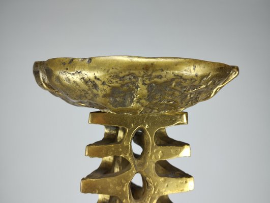 Large Brutalist Sculptural Floor Candleholder in Bronze, 1960s-SFQ-1818561