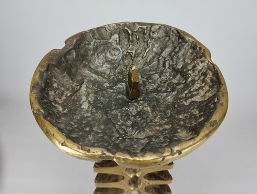 Large Brutalist Sculptural Floor Candleholder in Bronze, 1960s-SFQ-1818561