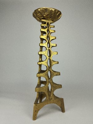 Large Brutalist Sculptural Floor Candleholder in Bronze, 1960s-SFQ-1818561