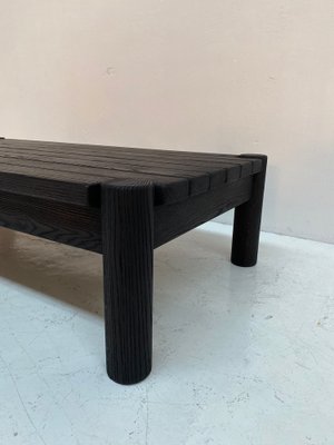 Large Brutalist Stained Oak Coffee Table, 1970s-QVY-1754317